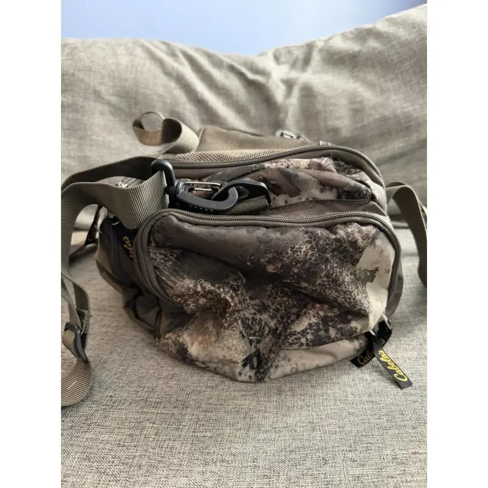 Cabelas Camo Catch All Gear Bag Weather Resistant Pockets Fishing Hunting Strap